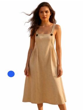DAVID DART COLLECTION Linen Midi Dress Women’s Small Beige Minimalist Coastal
